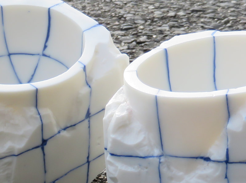 Genesis, Carved porcelain. Grid Structure - Anne Butler Ceramics